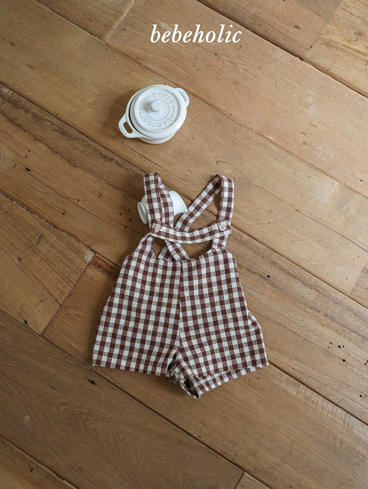 ［bebe holic］Aco check suspender pants
