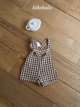 ［bebe holic］Aco check suspender pants