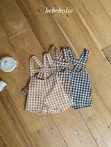 ［bebe holic］Aco check suspender pants