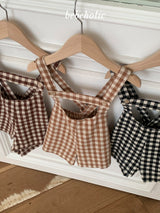 ［bebe holic］Aco check suspender pants