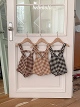 ［bebe holic］Aco check suspender pants