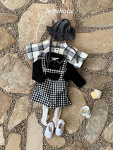 ［bebe holic］Aco check suspender pants