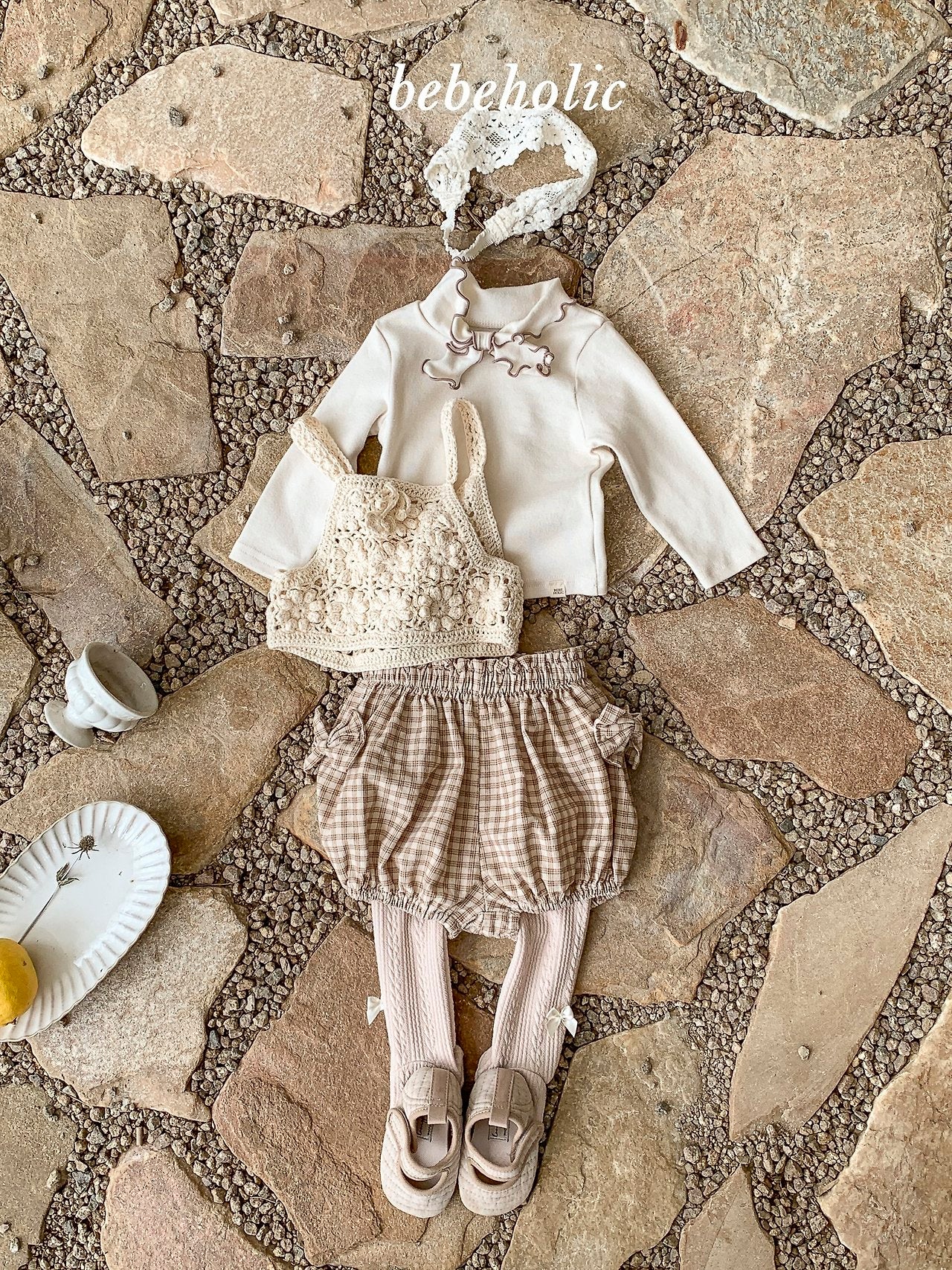 ［bebe holic］Ribbon check bloomer