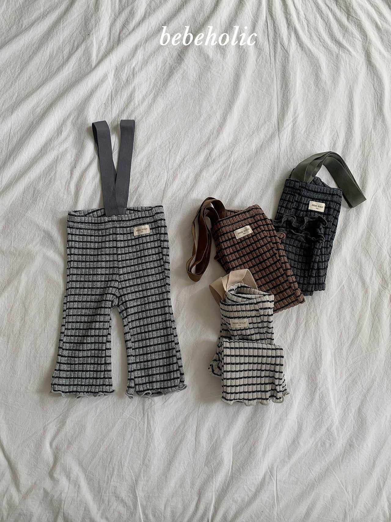 ［bebe holic］Rissa stripe suspender pants