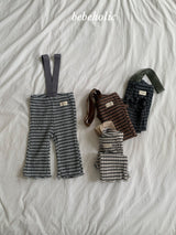 ［bebe holic］Rissa stripe suspender pants