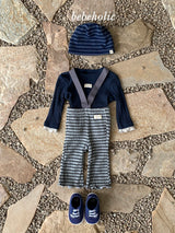 ［bebe holic］Rissa stripe suspender pants