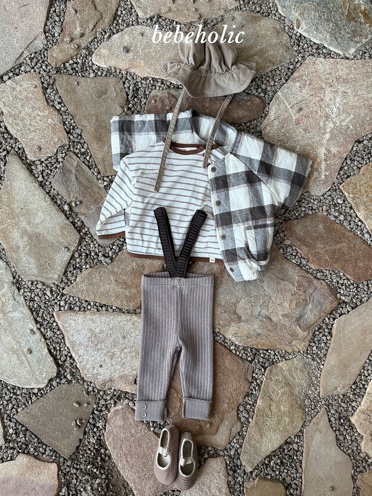 ［bebe holic］Claire knit suspender leggings