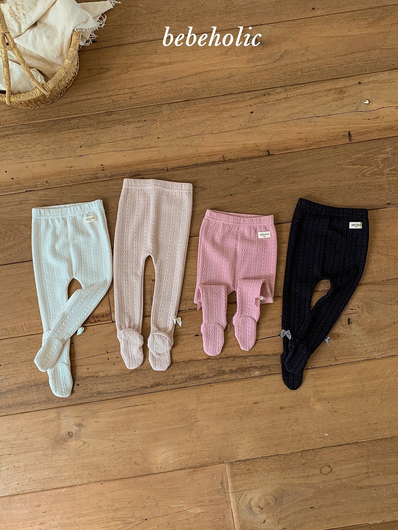 ［bebe holic］Ribbon foot leggings
