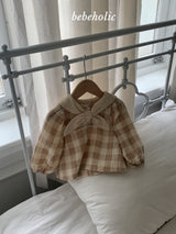 ［bebe holic］Melly cape check blouse