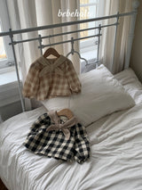 ［bebe holic］Melly cape check blouse
