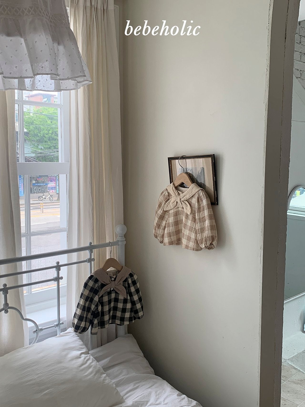 ［bebe holic］Melly cape check blouse