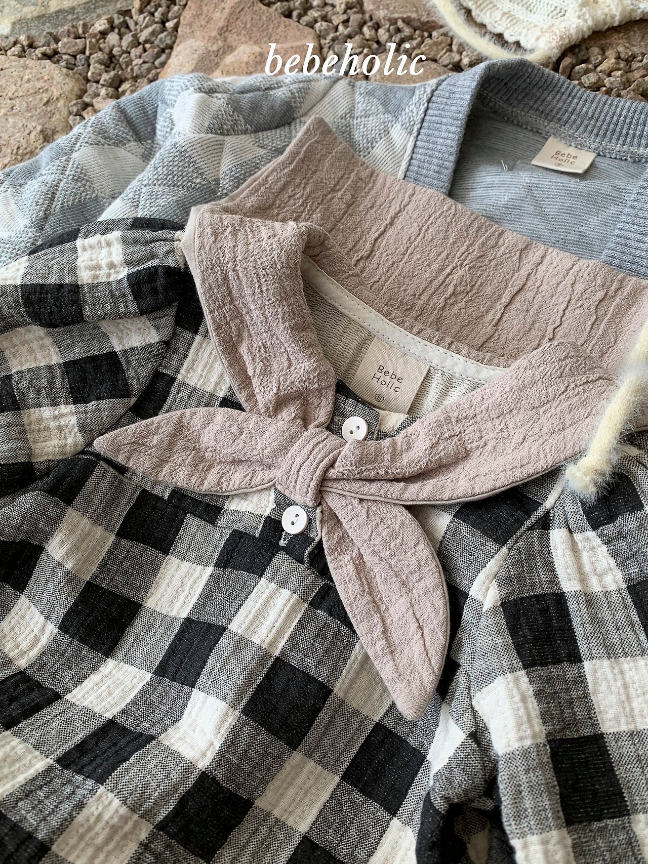 ［bebe holic］Melly cape check blouse