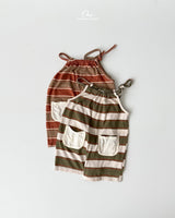 ［onu］String stripe ovrealls