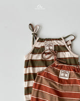 ［onu］String stripe ovrealls