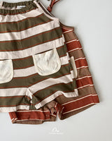 ［onu］String stripe ovrealls