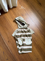 ［onu］String stripe ovrealls