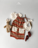 ［onu］String stripe ovrealls