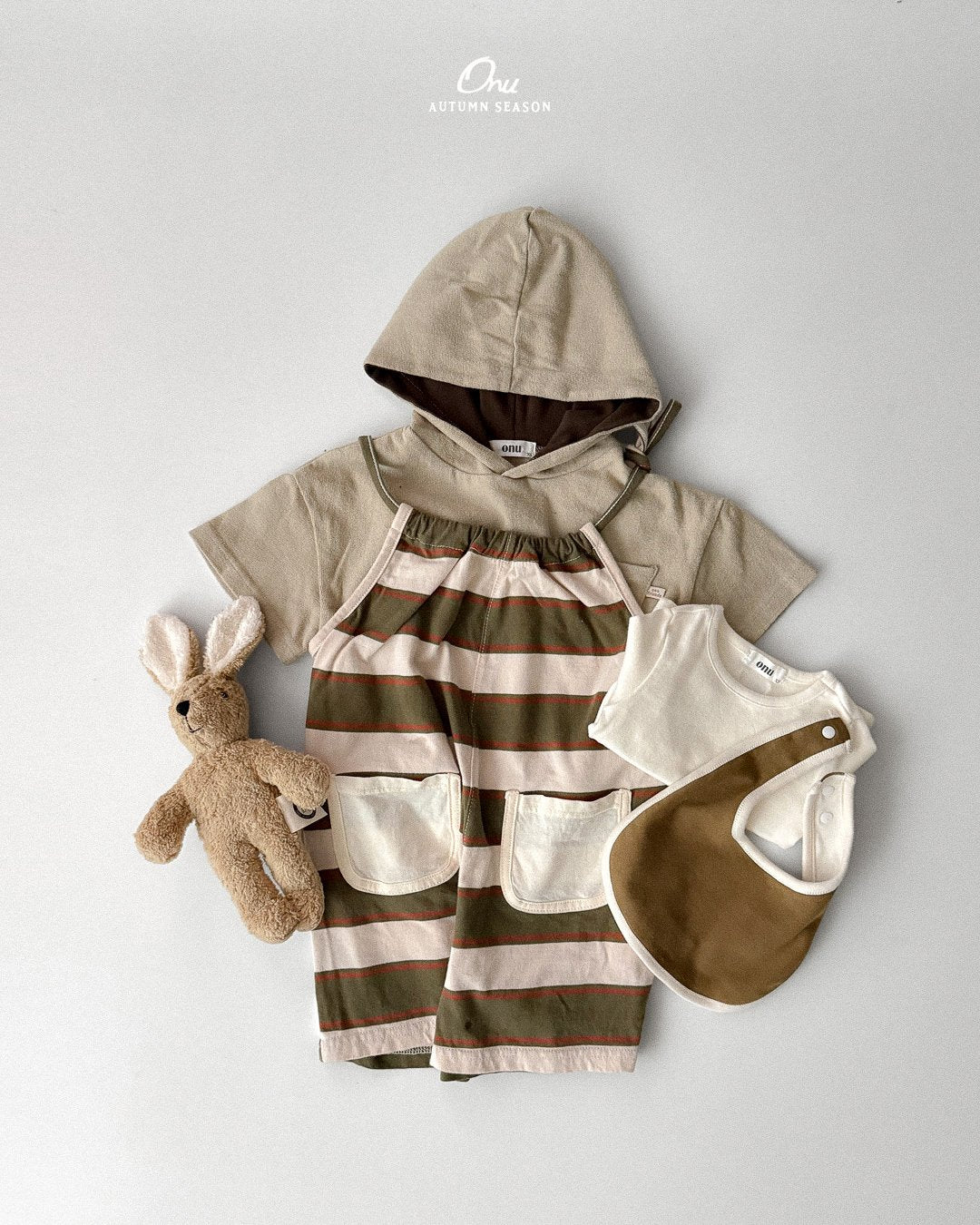 ［onu］String stripe ovrealls