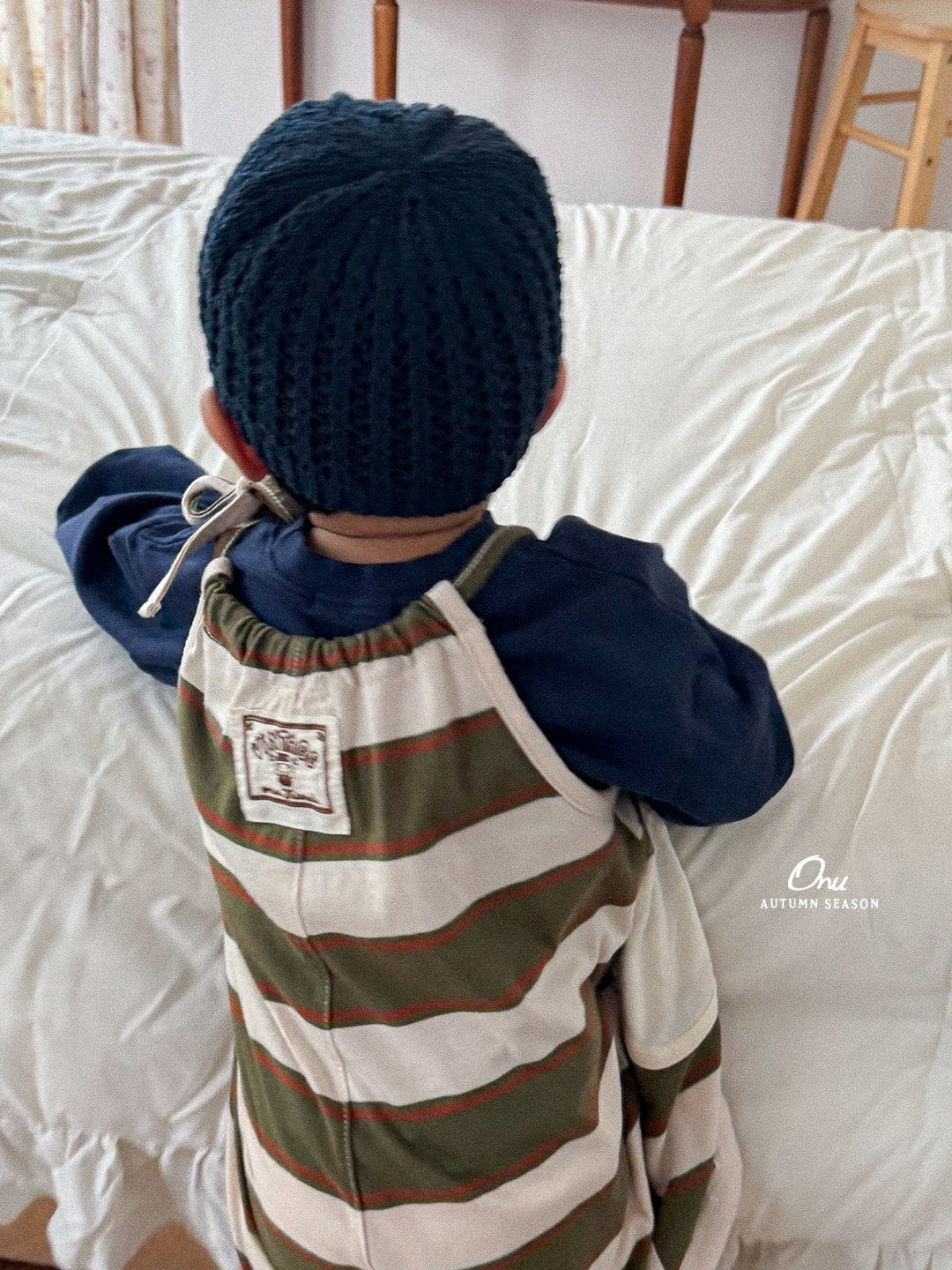 ［onu］String stripe ovrealls