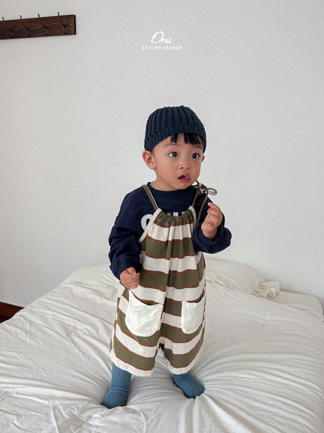 ［onu］String stripe ovrealls