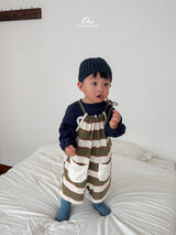 ［onu］String stripe ovrealls