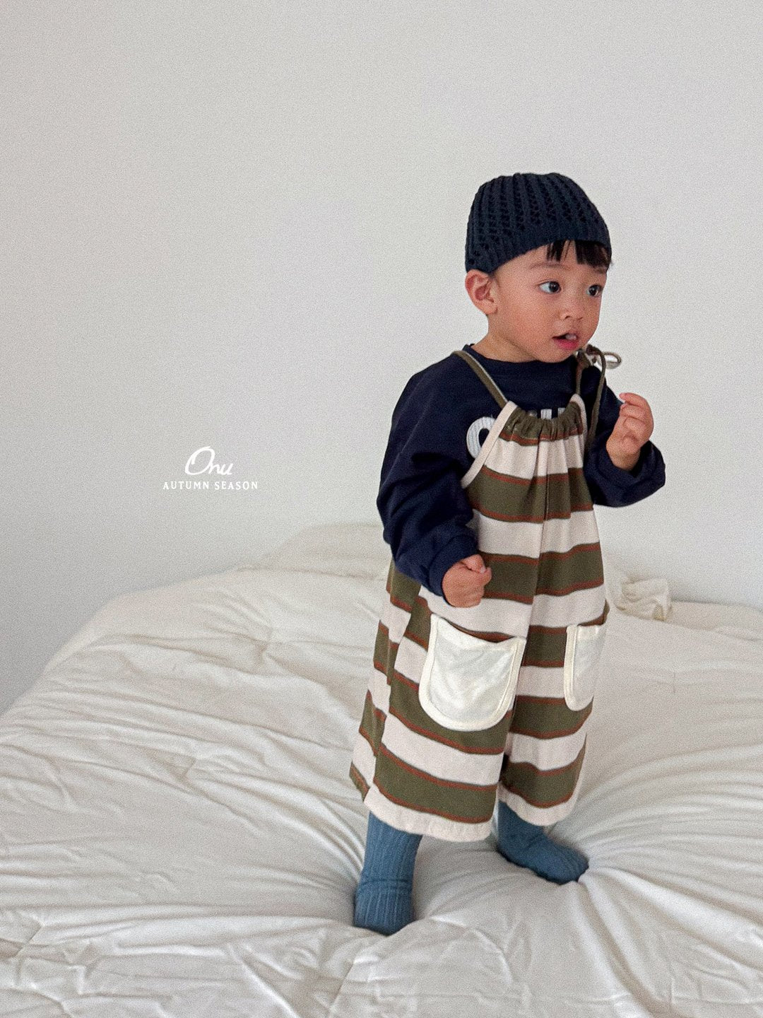 ［onu］String stripe ovrealls