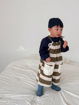 ［onu］String stripe ovrealls