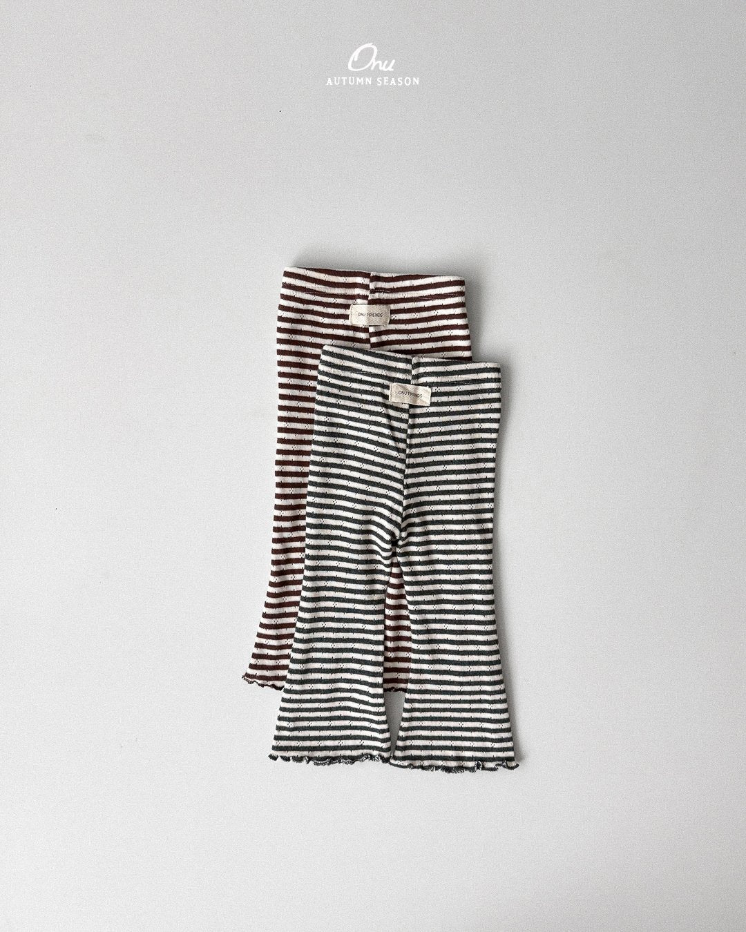 ［onu］Stripe mellow flare pants