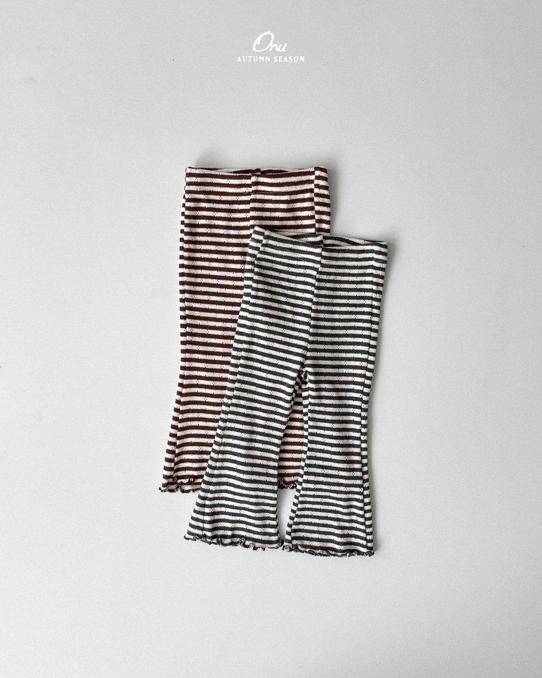 ［onu］Stripe mellow flare pants