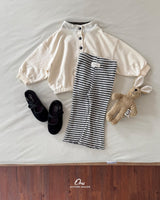 ［onu］Stripe mellow flare pants