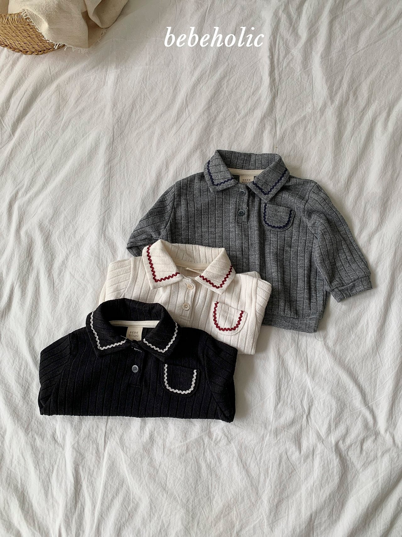 ［bebe holic］Tinny collar pocket tee