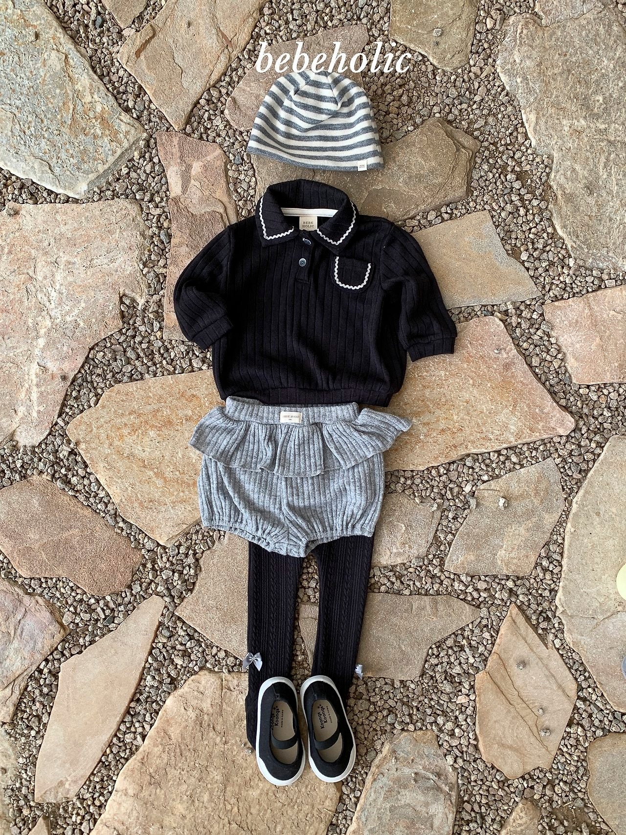 ［bebe holic］Tinny collar pocket tee