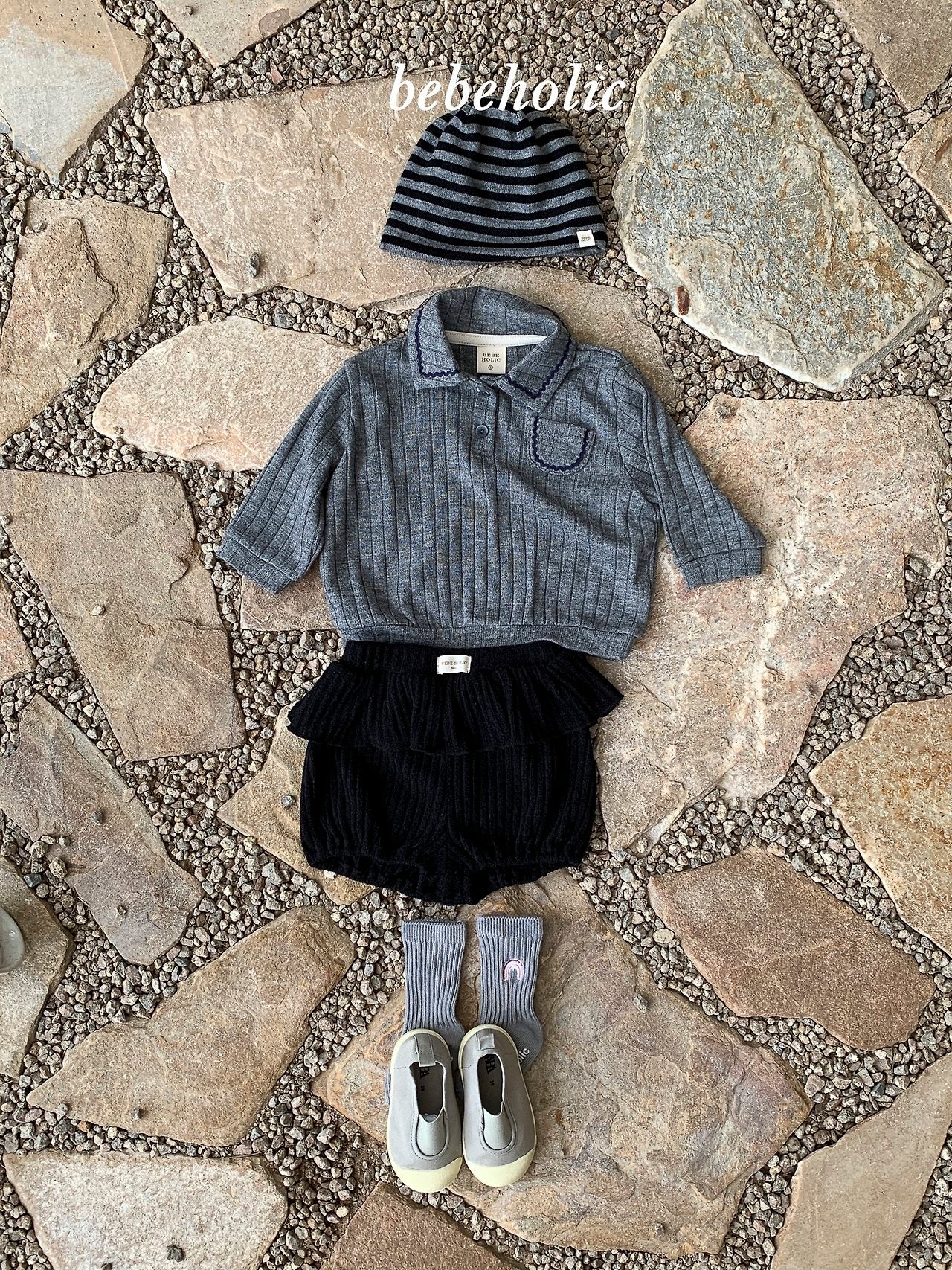 ［bebe holic］Tinny collar pocket tee
