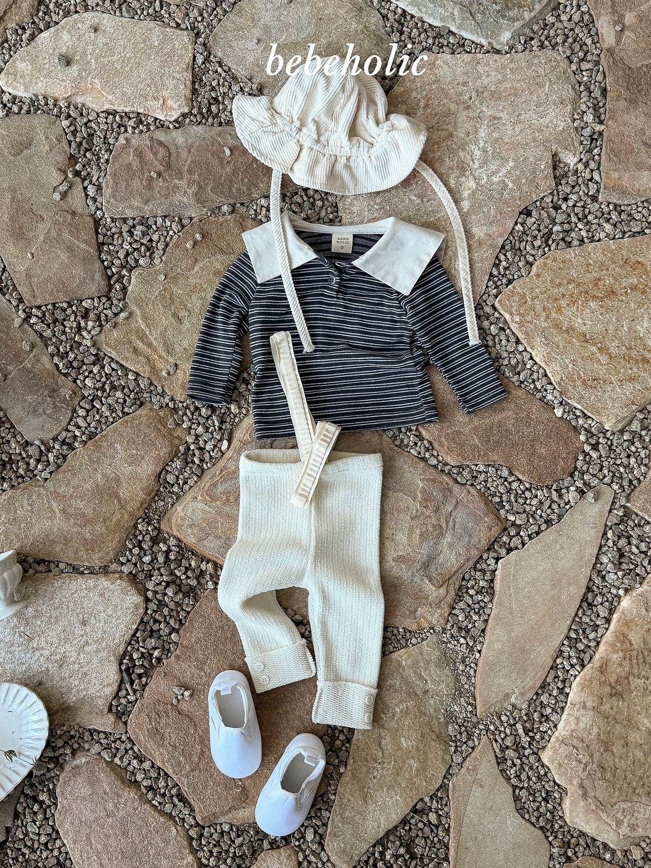 ［bebe holic］Stripe sailor collar tops