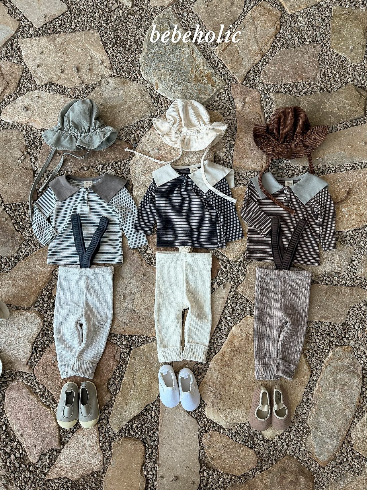 ［bebe holic］Stripe sailor collar tops