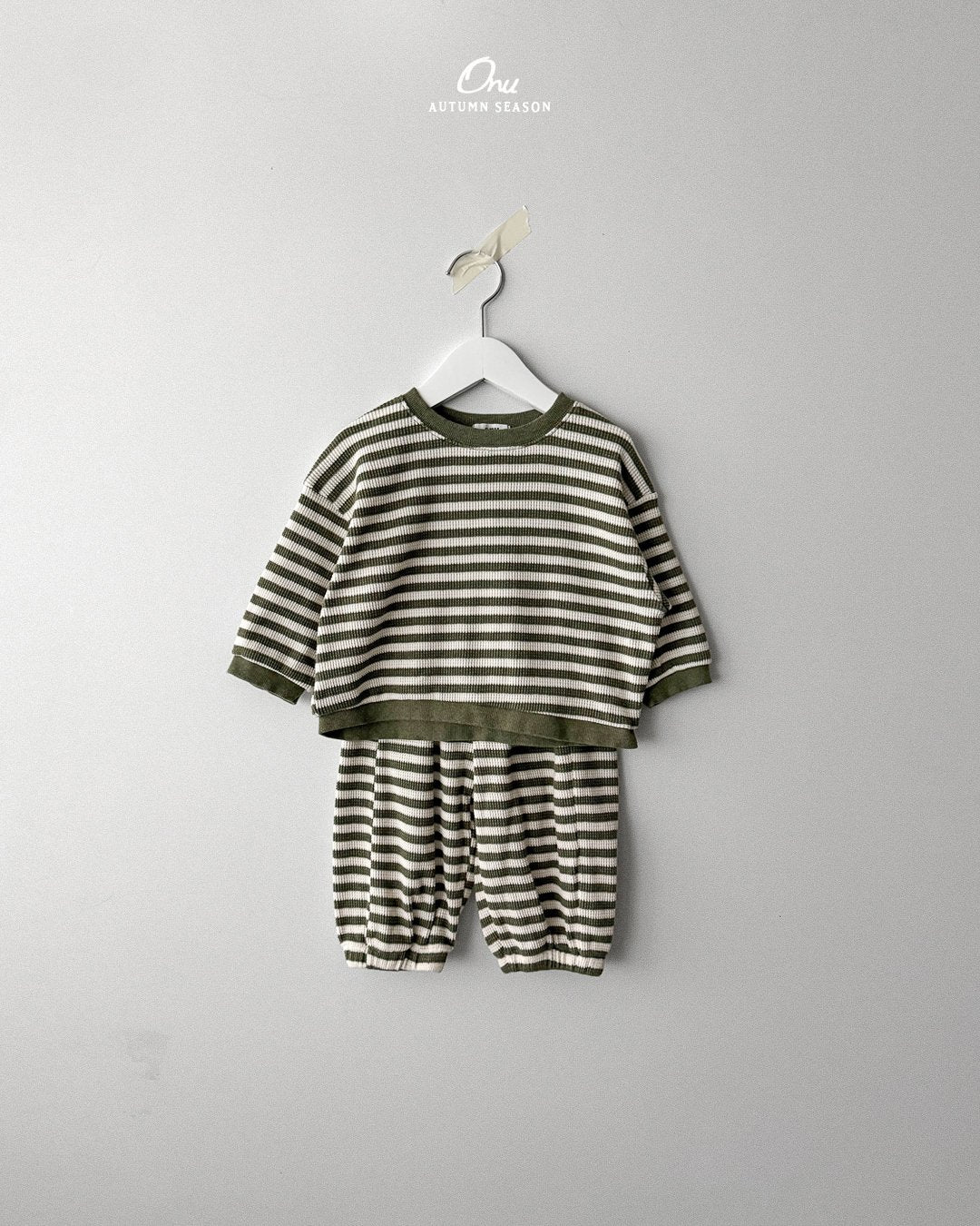 ［onu］Waffle stripe jogger pants