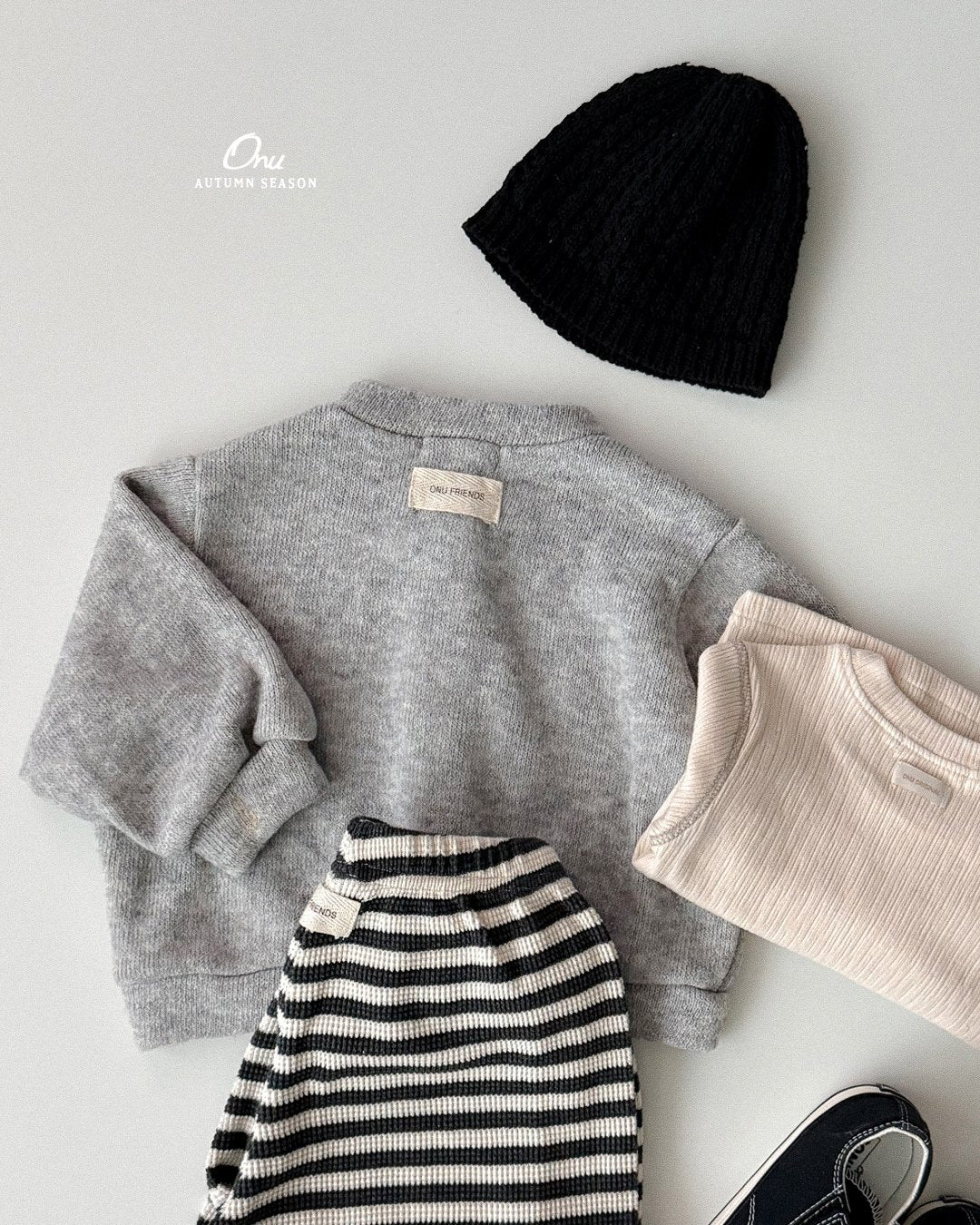 ［onu］Waffle stripe jogger pants