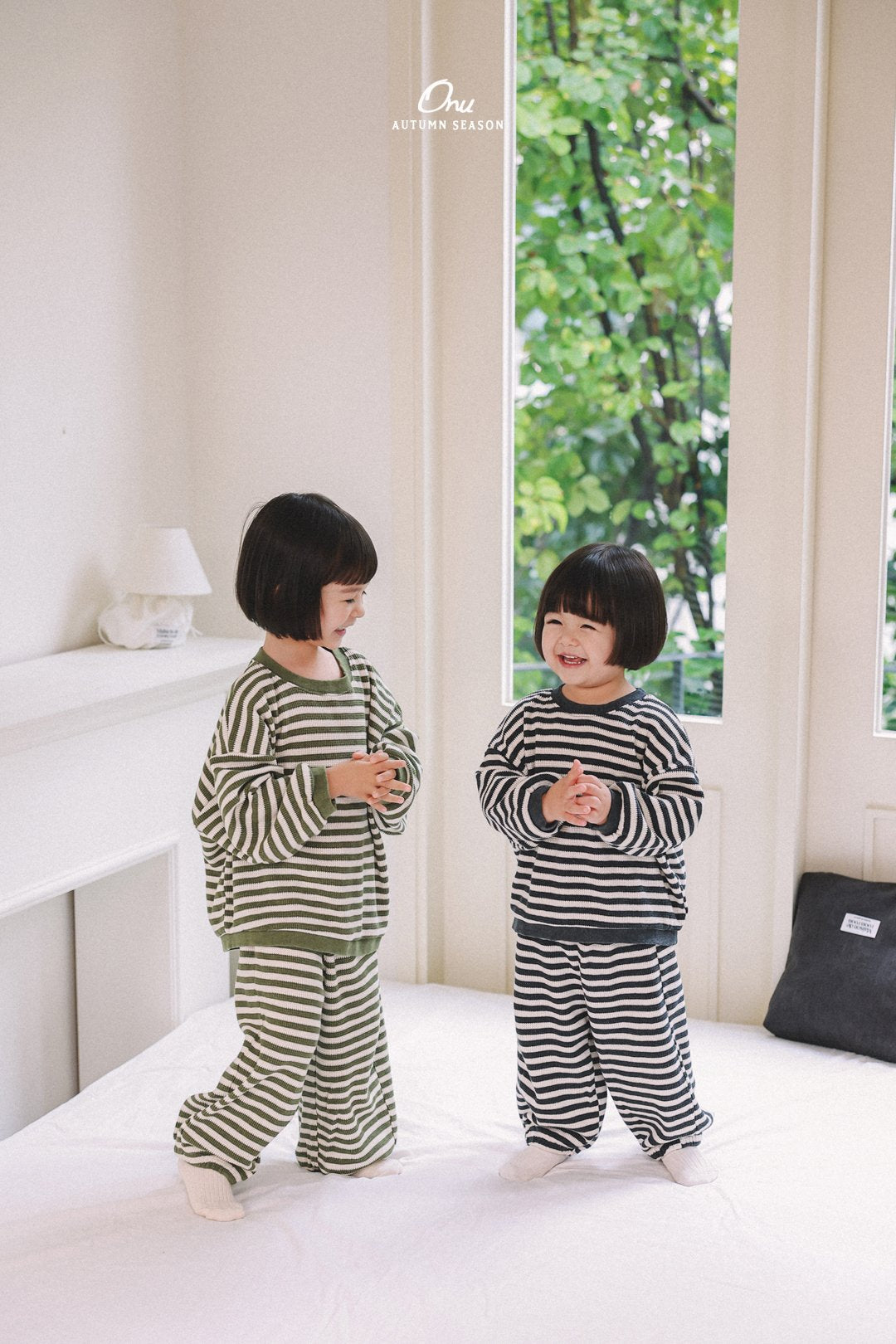 ［onu］Waffle stripe jogger pants