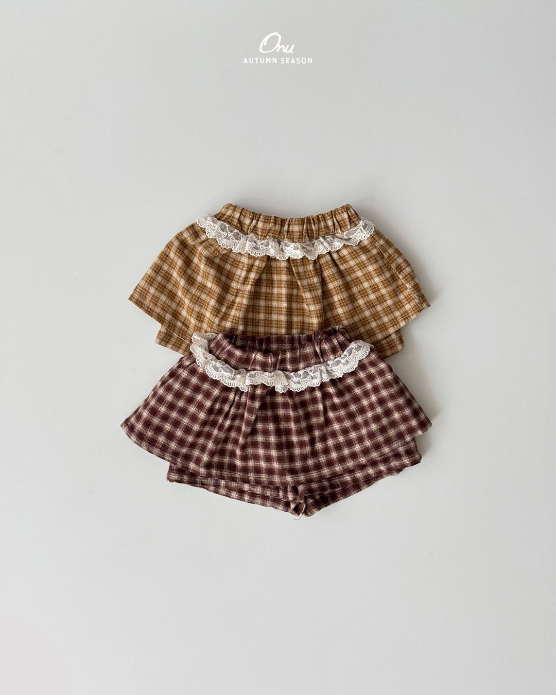 ［onu］Check lace skirt pants