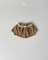 ［onu］Check lace skirt pants