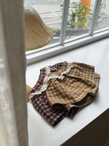 ［onu］Check lace skirt pants