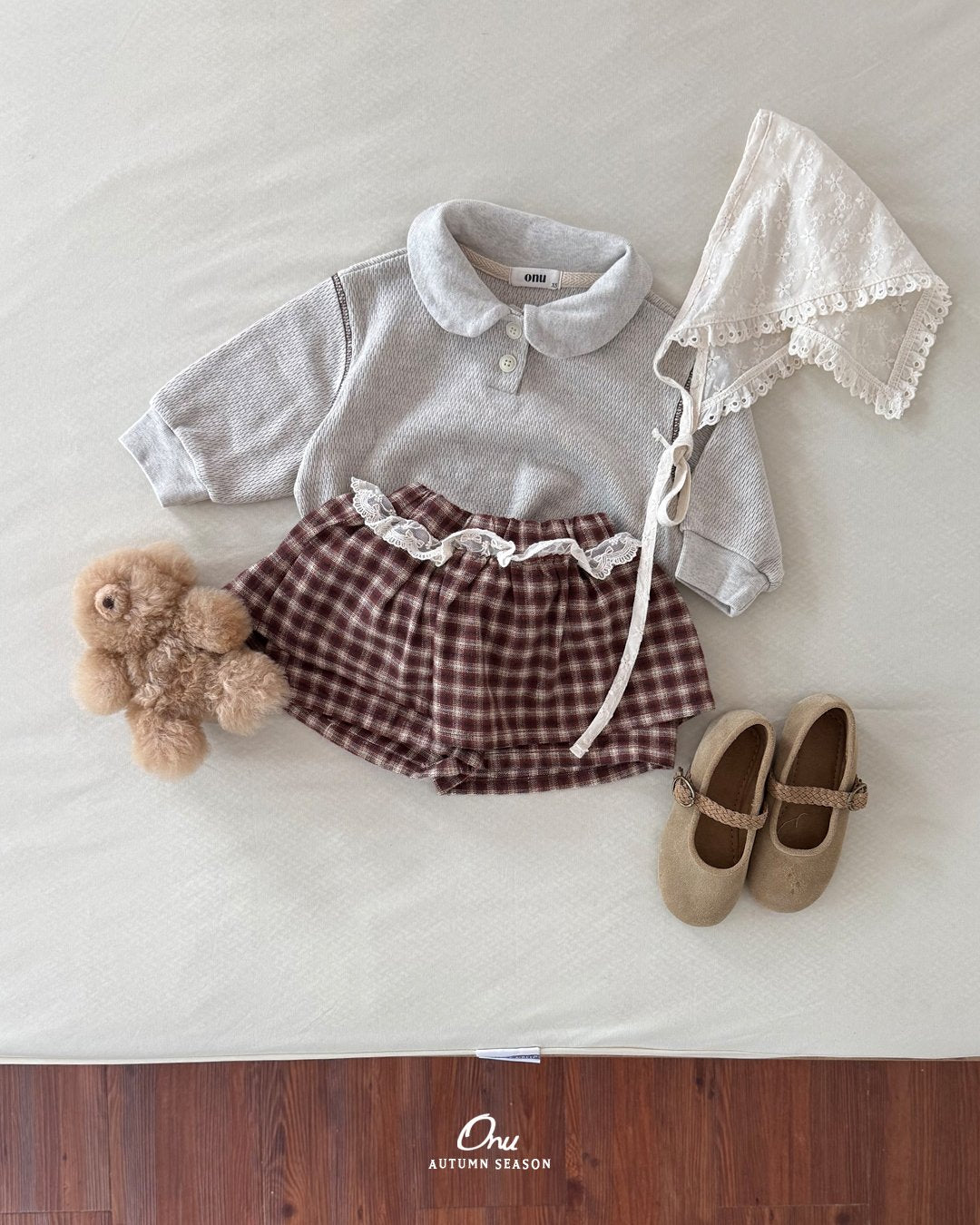 ［onu］Check lace skirt pants