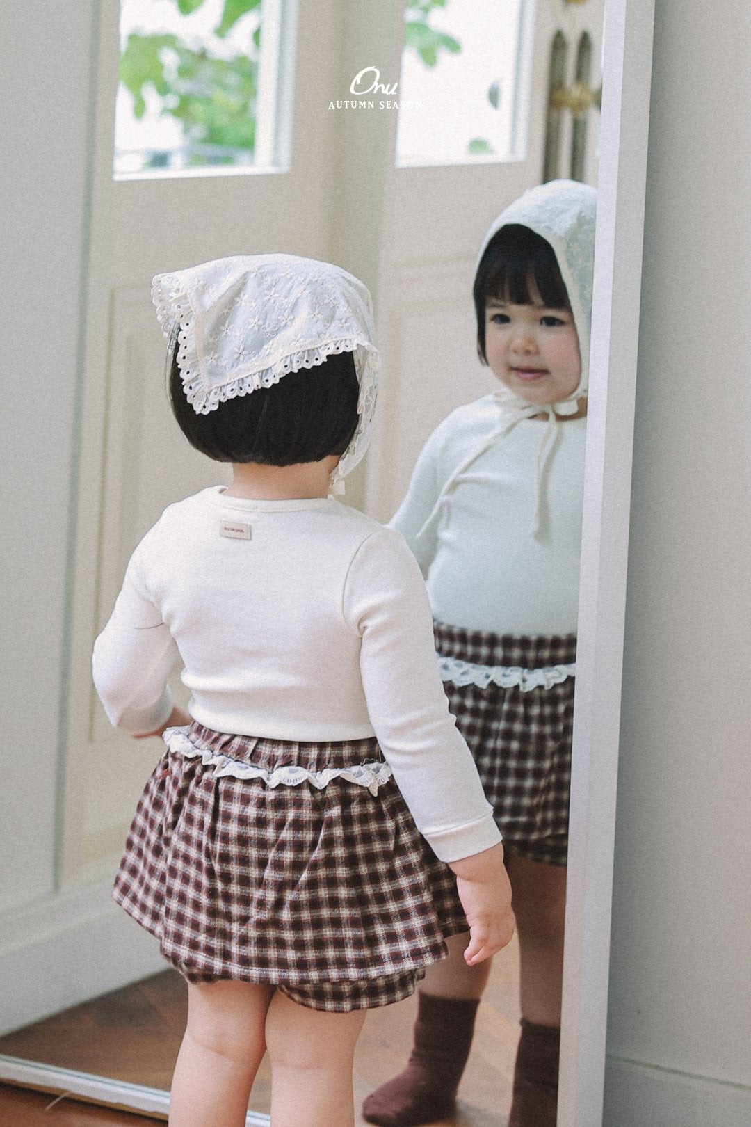 ［onu］Check lace skirt pants