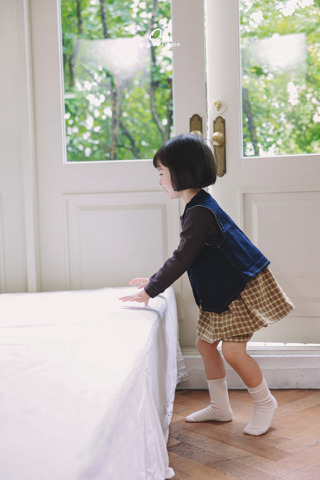 ［onu］Check lace skirt pants