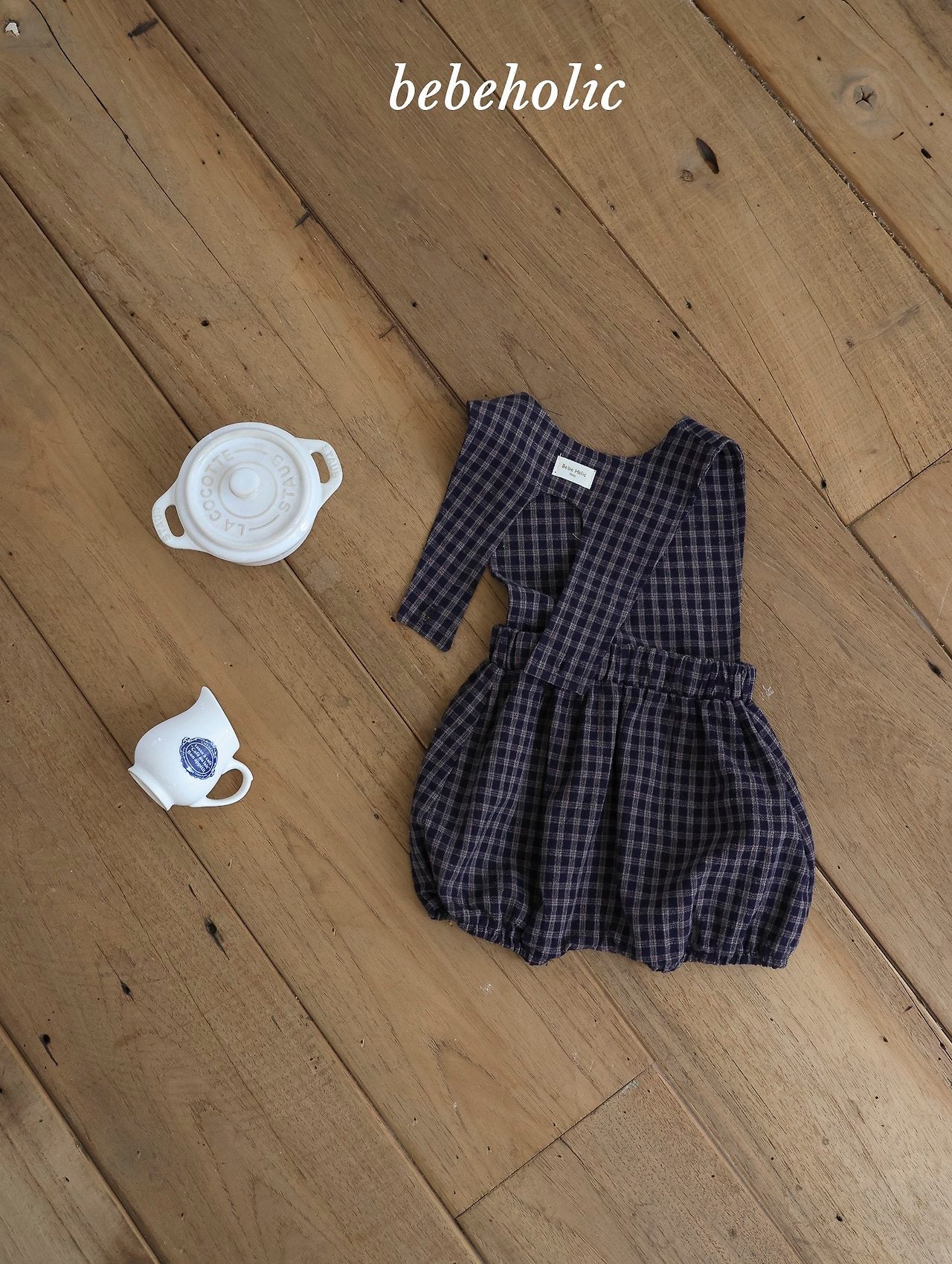 ［bebe holic］Kuku check suspender suit