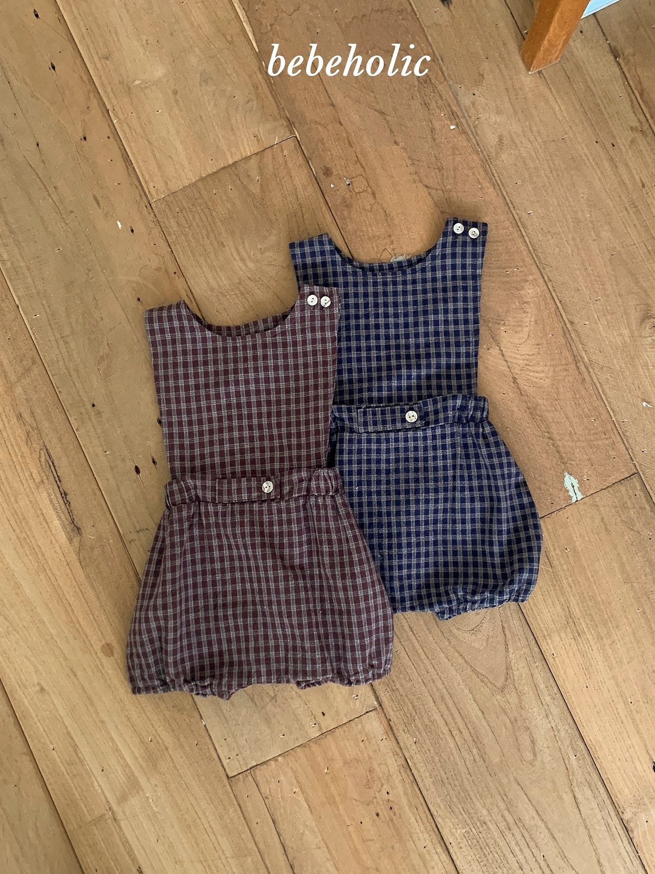 ［bebe holic］Kuku check suspender suit
