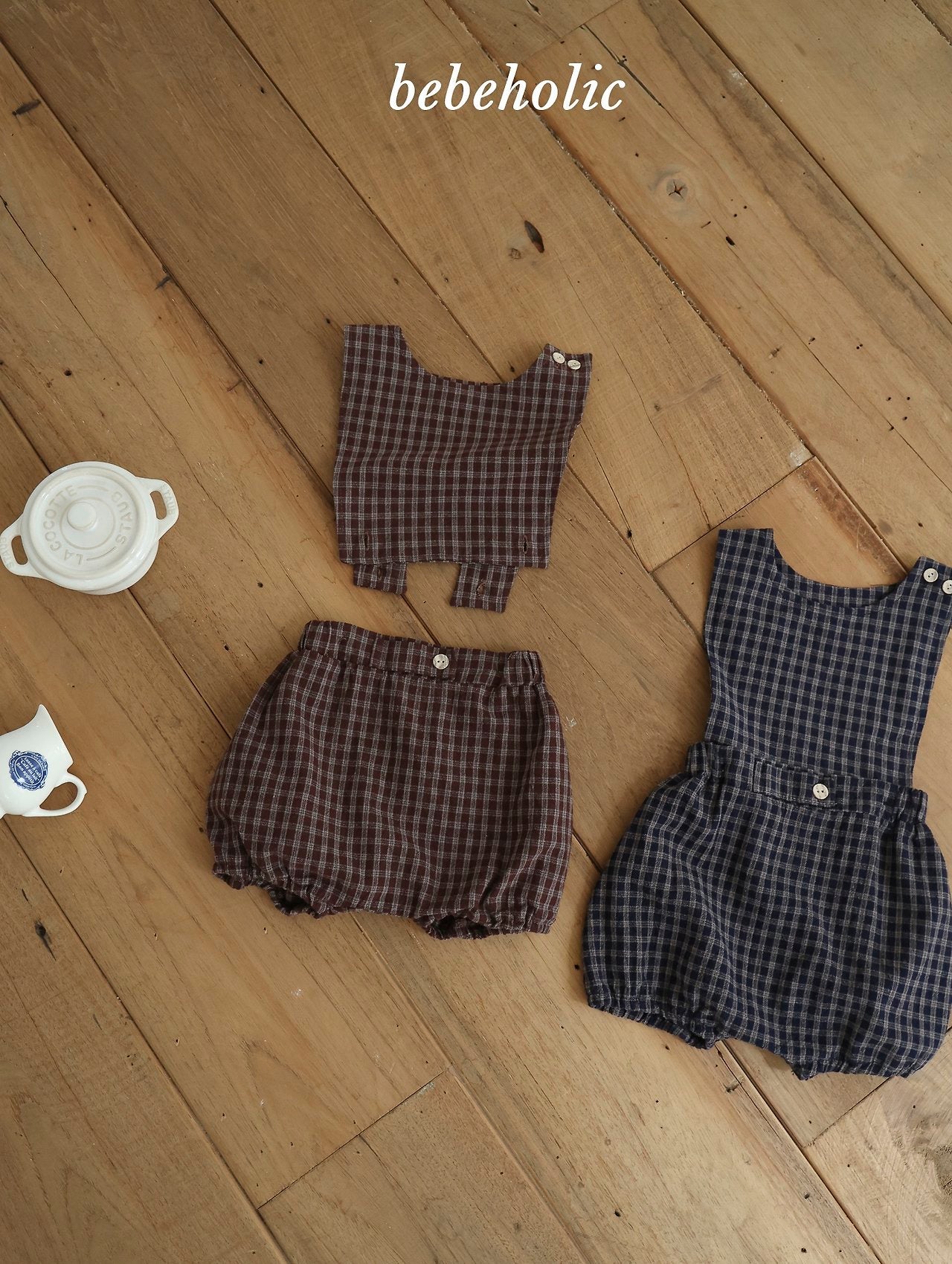［bebe holic］Kuku check suspender suit