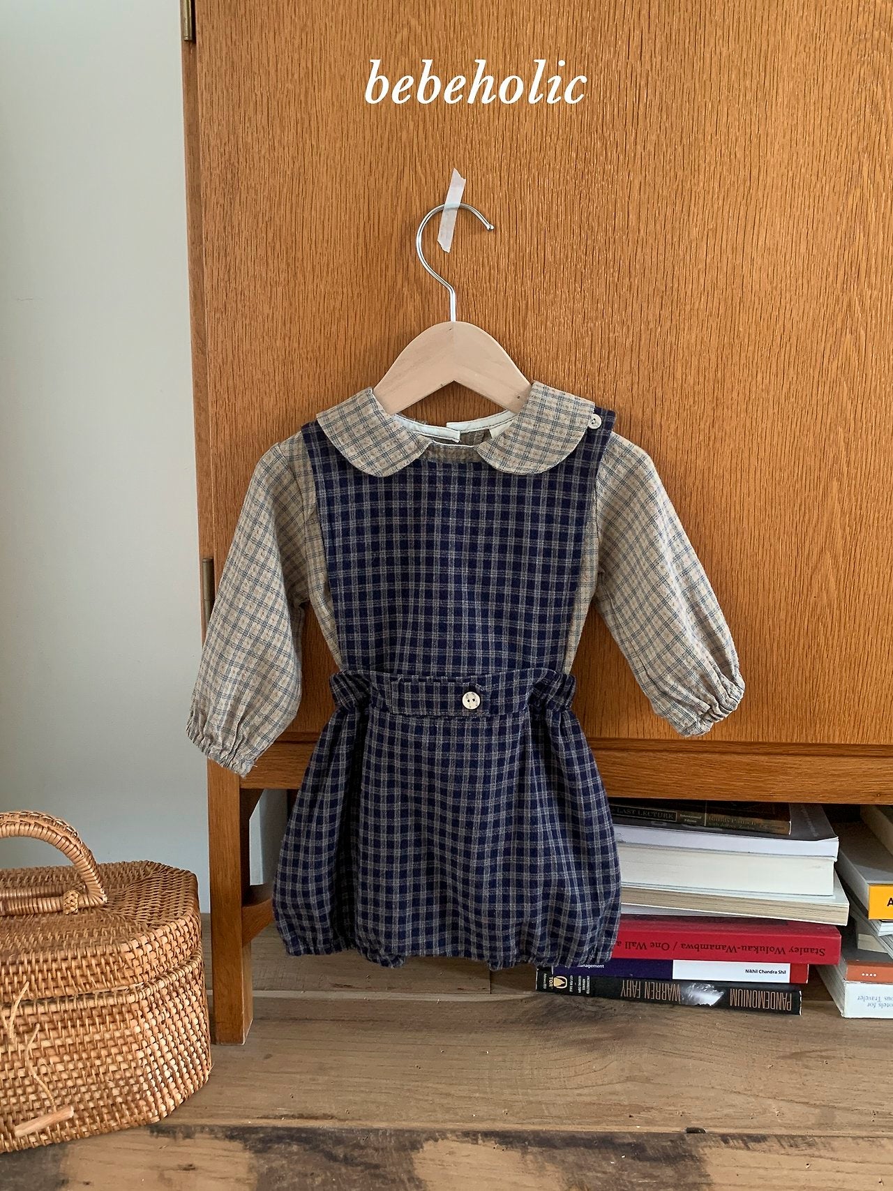 ［bebe holic］Kuku check suspender suit