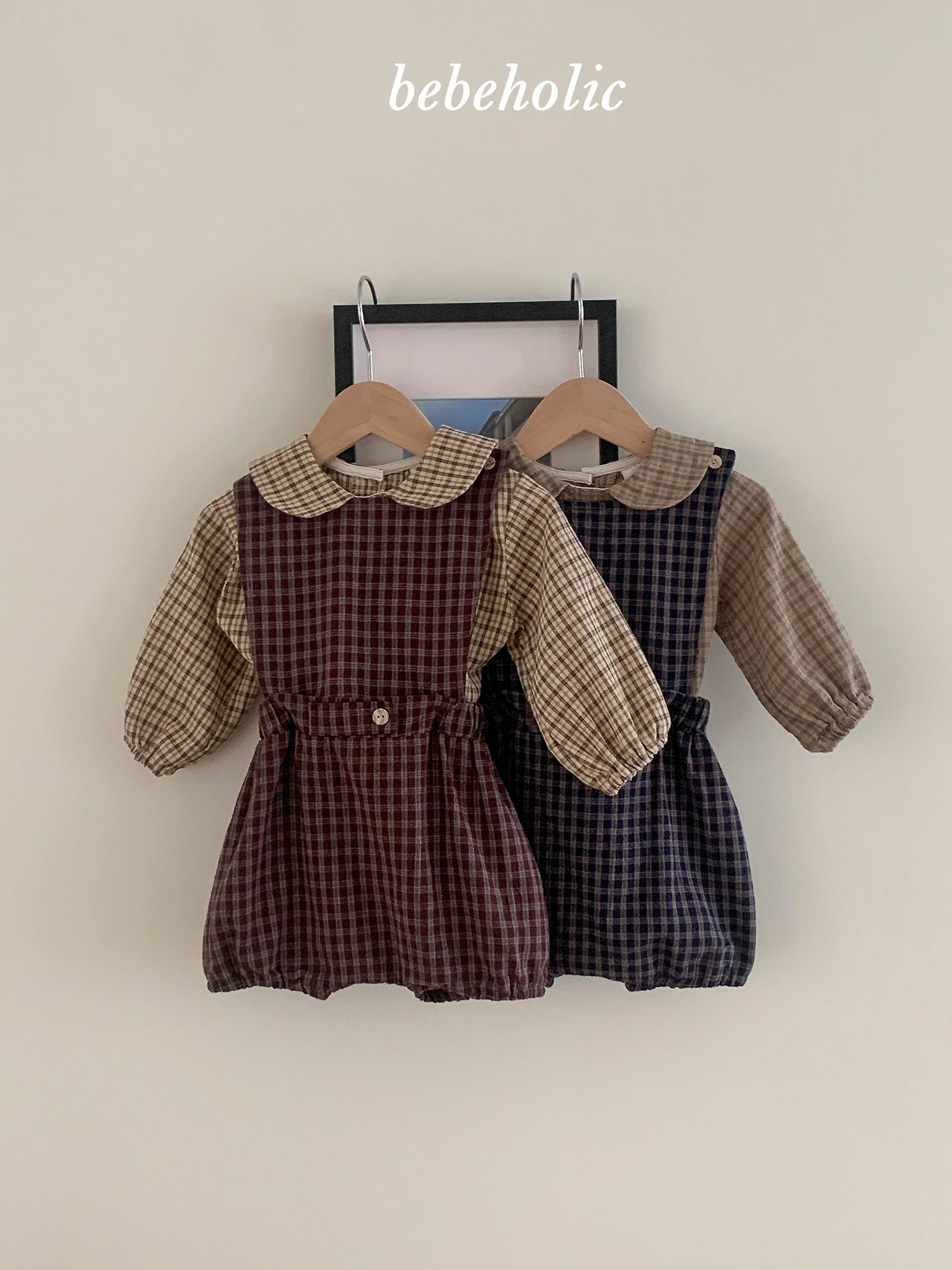 ［bebe holic］Kuku check suspender suit