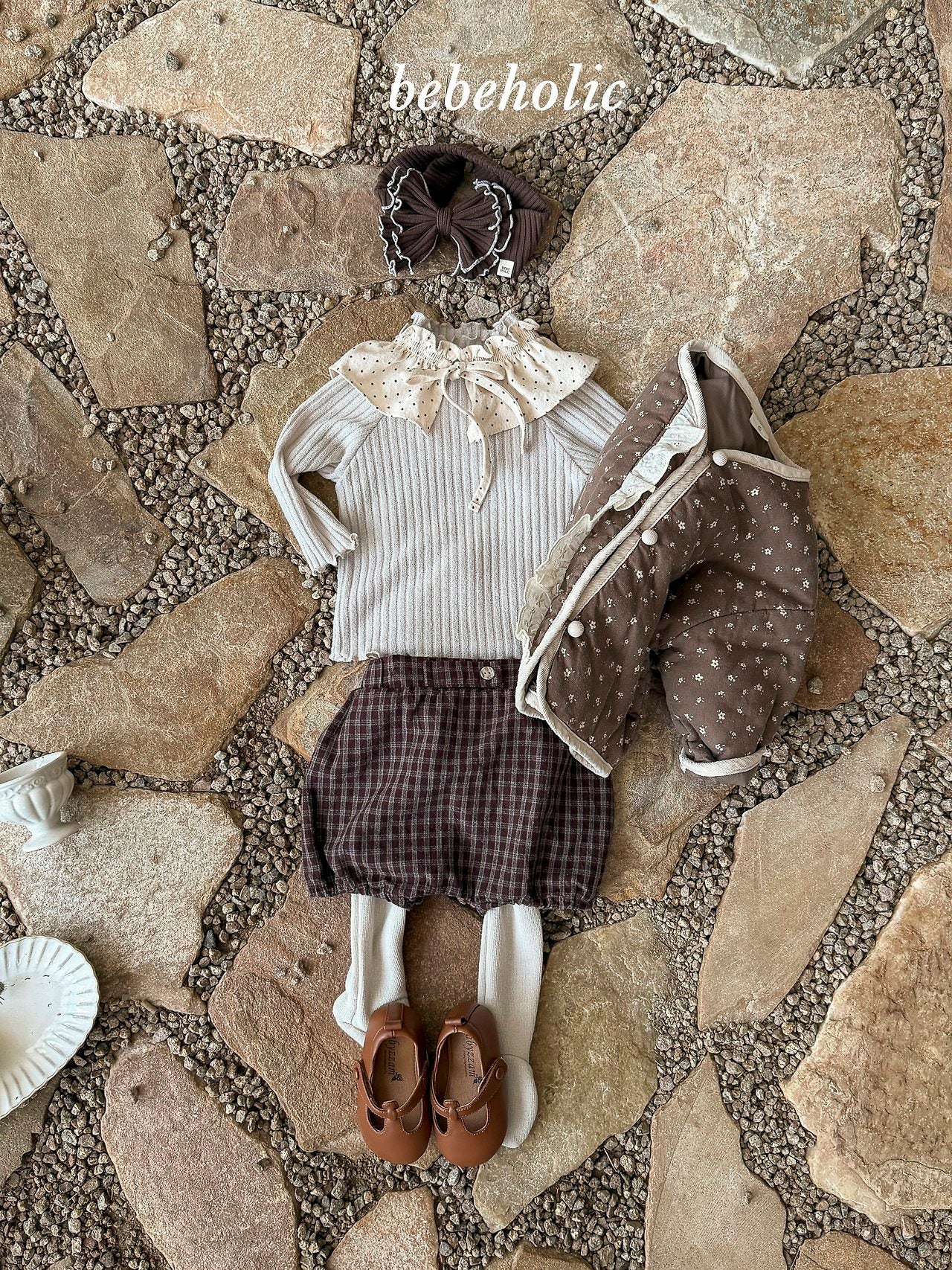 ［bebe holic］Kuku check suspender suit